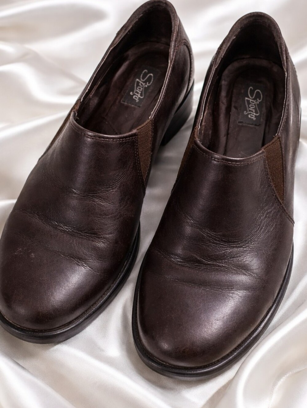 Sporto | Slip on Brown Leather Loafers Women's Size 7M with 2 " heel
